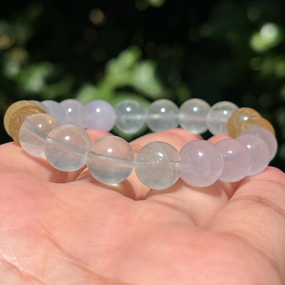 10mm stretchable dainty multicolor morganite bracelet‎
